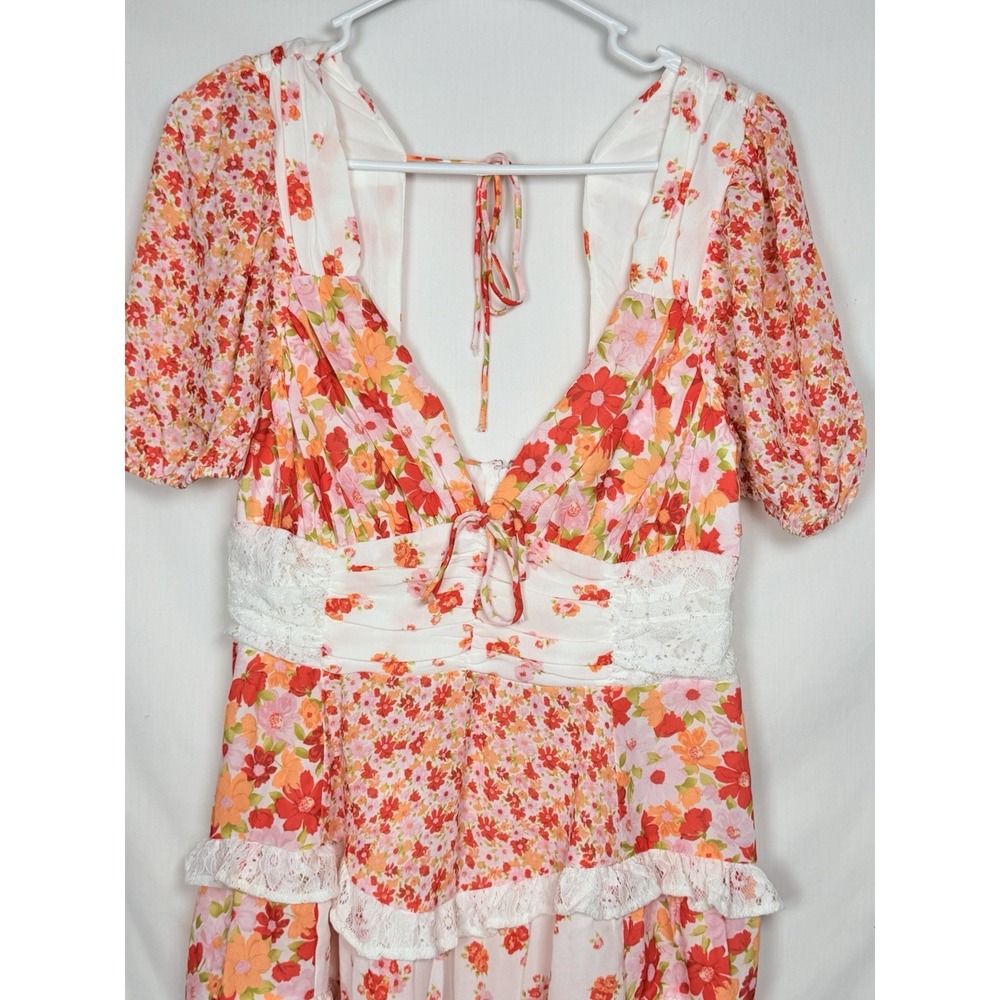 Altar'd State Aderny Floral Patchwork Mini Dress XL Cottagecore Coquette Lace - Picture 3 of 16